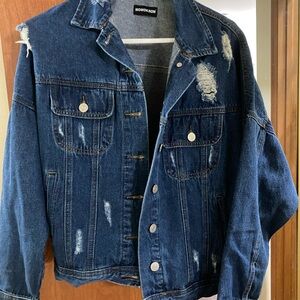 MOMOKROM Distressed Dark Blue Denim Jacket